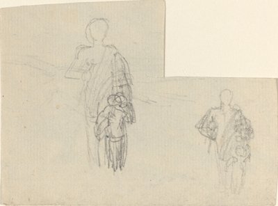 Dvě studie stojící postavy a dítěte od John Flaxman