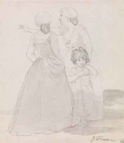 Dvě ženy a dítě od John Flaxman
