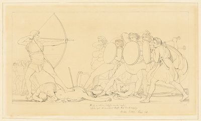 Odysseus zabíjí nápadníky od John Flaxman