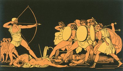 Ulysses zabíjí nápadníky od John Flaxman