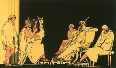 Ulysses pláče při písni Demodocus od John Flaxman