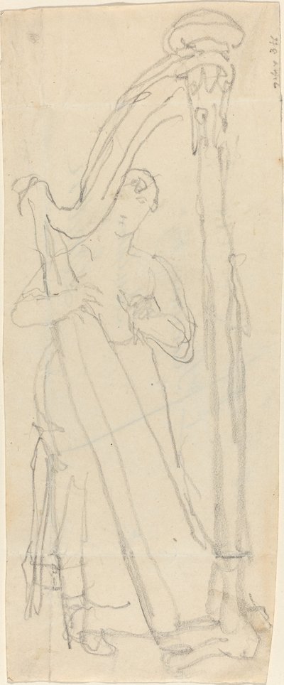 Žena hrající na harfu (Lavinia Banks?) od John Flaxman