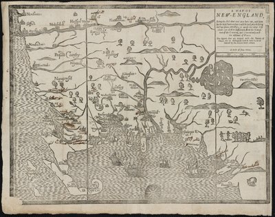 Mapa Nové Anglie Od: William Hubbards Současný stav Nové Anglie, 1677 od John Foster