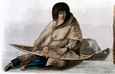 Měděná indická dívka opravující sněžnice, 1823 od John Franklin