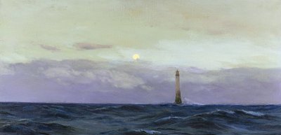 Maják Wolf Rock, skalnatý ostrov u pobřeží Cornwallu (Anglie). Olej na plátně, John Fraser () od John Fraser