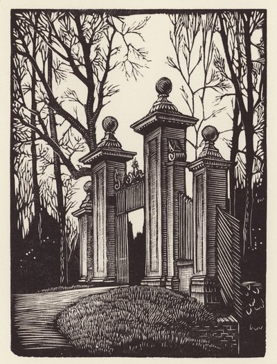 Cambridge: Clare Gates (dřevoryt) od John Frederick Greenwood