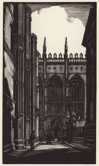 Cambridge: (dřevoryt): Královská kaple a univerzitní knihovna (dřevoryt) od John Frederick Greenwood