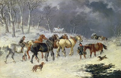 Koně ve sněhu od John Frederick Herring Junior