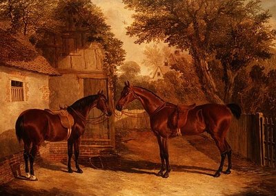 Bay Hunters před farmou od John Frederick Herring Senior
