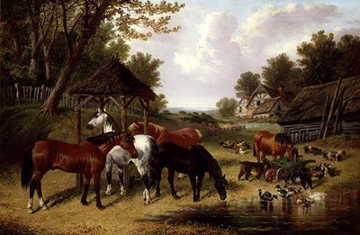 Koně u dvorního rybníka (olej na plátně) od John Frederick Herring Senior