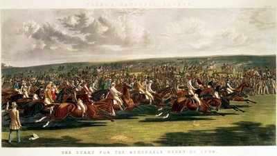 Začátek památného derby z roku 1844, vyrytý Charles Hunt (1803-77) od John Frederick Herring Senior