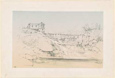 Budova u přehrady od John Frederick Kensett