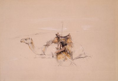 Bisharin Arab svým velbloudem (tužka a akvarel) od John Frederick Lewis