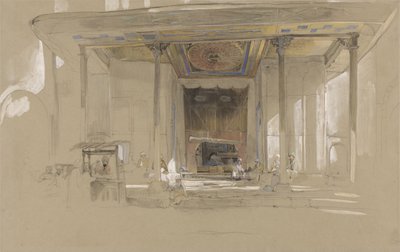 Hlavní vchod do Velké mešity (Ulucami) Bursa, Turecko, cca 1840 (wc a barva těla přes grafit na tkaném papíře) od John Frederick Lewis