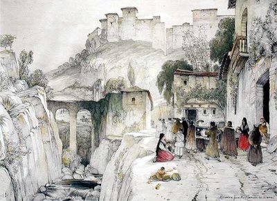 Část Alhambry z Alameda del Darro, z 