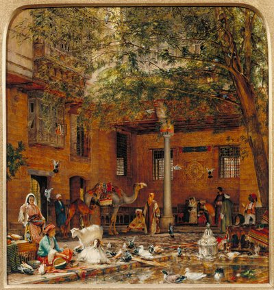 Studie k filmu "Nádvoří domu koptského patriarchy v Káhiře od John Frederick Lewis