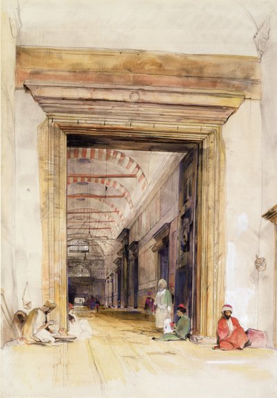 Velké dveře mešity svaté Sofie v Konstantinopoli (wc nad tužkou zvýrazněné tělovou barvou) od John Frederick Lewis