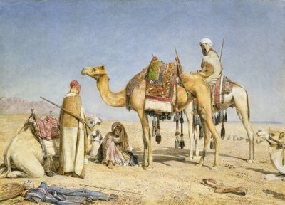 The Noonday Halt, 1853 (wc a kvaš přes tužku na kartě) od John Frederick Lewis