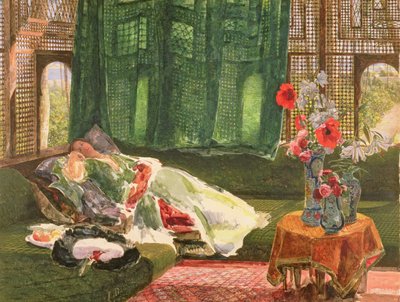 Siesta, kolem roku 1876 (toaleta a kvaš nad grafitem) od John Frederick Lewis