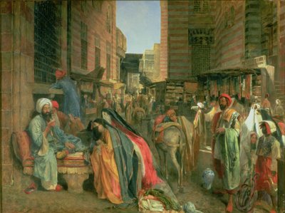 Ulice a mešita Ghooreyah, Káhira (panel) od John Frederick Lewis