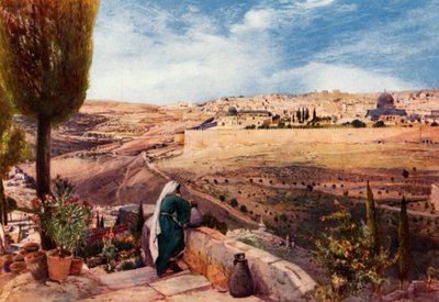 Jeruzalém z Olivetské hory, kde Kristus plakal nad městem, 1902. od John Fulleylove
