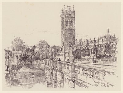 Magdalen College z mostu (litografie) od John Fulleylove