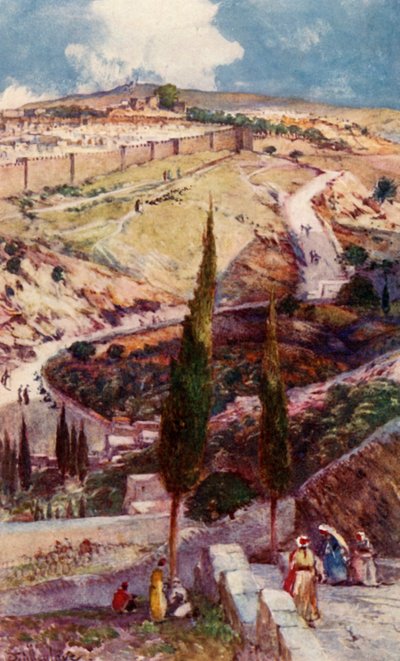 Severovýchodní konec Jeruzaléma a Micpy z Olivetské hory, 1902. od John Fulleylove