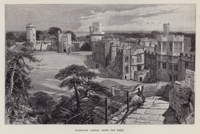 Hrad Warwick, z pevnosti (litho) od John Fulleylove