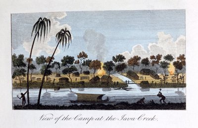 Pohled na tábor u Java Creek, 1813 od John Gabriel Stedman