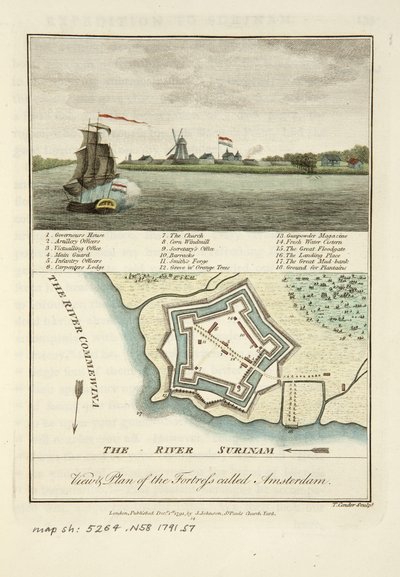 Pohledy a plán pevnosti zvané Amsterdam od John Gabriel Stedman