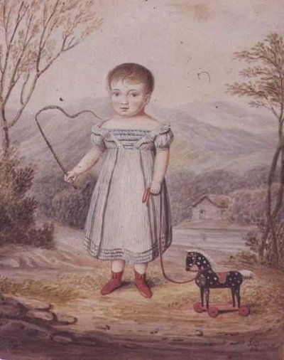 Dívka s hračkou koně od John Gadsby Chapman