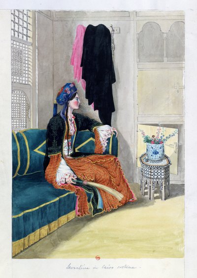 Levantinec v káhirském kostýmu (akvarel) od John Gardner Wilkinson