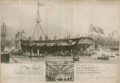 Kaple pro námořníky, zřízená 18. března 1818 a kotvící u Wappingu od John Gendall