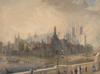 Pohled na Westminster Hall a Abbey z mostu od John Gendall