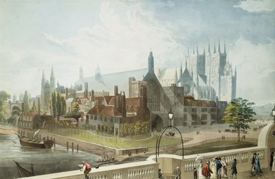 Westminster Hall a opatství, rytina Daniela Havella (1785-1826), vydal Rudolph Ackermann (1764-1834) 1819 (kolorovaná akvatinta) od John Gendall