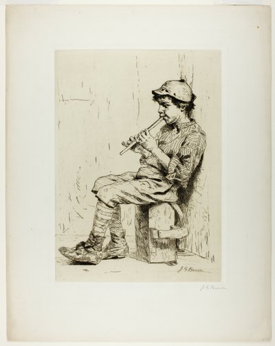 Chlapec hraje na flétnu od John George Brown