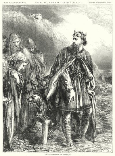 Canute kárá své dvořany (rytina) od John Gilbert