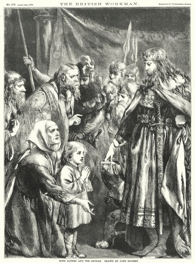 Král Alfred a sirotek (rytina) od John Gilbert