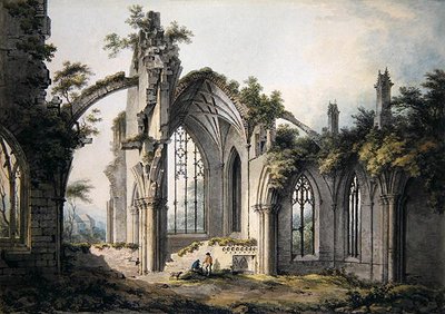 Melrose Abbey (akvarel na papíře) od John Glover