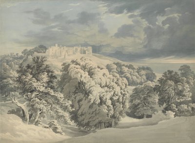 Hrad St. Donats, Glamorganshire (wc nad grafitem na papíře) od John Glover
