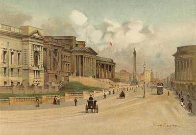 Liverpool: William Brown Street, technická škola, muzeum a bezplatná knihovna (barevné lito) od John Glynn