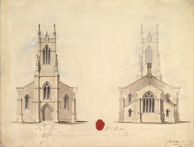 Design pro navrhovaný kostel v Middlesborough, 1837 od John Greenwood