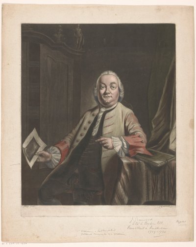 Portrét Simona Fokkeho s otiskem drancování domu Gerrita Hagedoorena v ruce, 1751 od John Greenwood