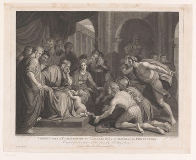 Pyrrhus přivedl králi Glauciasovi jako dítě na ochranu Pyrrhus, když se dítě přiveze k Glaukijskému králi Illyria na ochranu (titul na předmětu) Hlavní obrazy Anglie (název série) Nejkapitálnější obrazy v Anglii (série tit od John Hall
