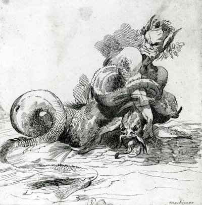 Ilustrace mořské příšery, 18. století od John Hamilton Mortimer