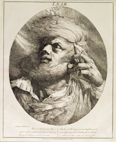 Lear, z Krále Leara, dějství III, scéna 3, 1776 od John Hamilton Mortimer
