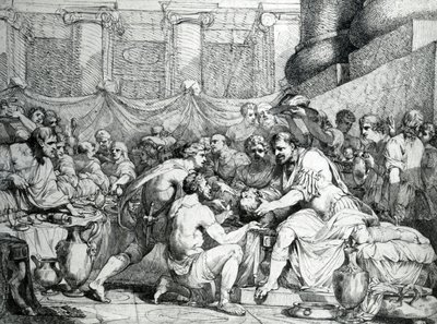 Marius přijímá Antoniovu hlavu od John Hamilton Mortimer