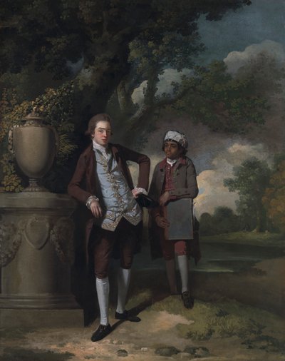 Portrét muže a průvodce nesoucího portfolio od John Hamilton Mortimer