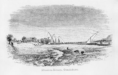 Misson-House, Gondokoro, z „Journal of the discovery of the source of Nile“, 1864 od John Hanning Speke