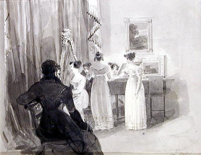 Hudební večer (inkoust na papíře) od John Harden